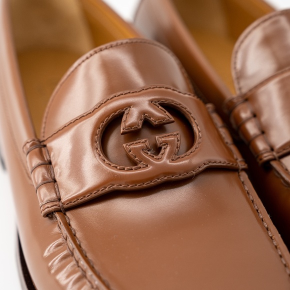 size 12.5G - Gucci Brown Leather Loafers GG Interlocking main image 6